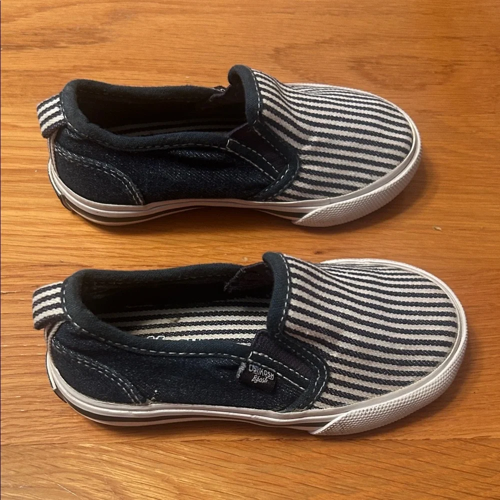 OshKosh B'gosh Navy and White Striped Kids Sneakers